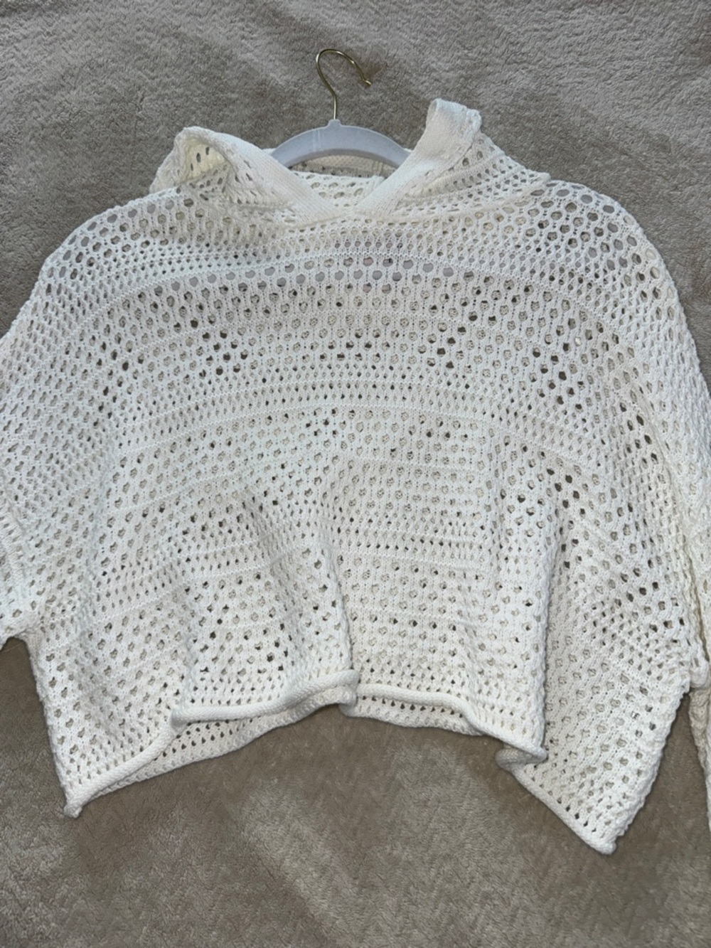 Sincerely Jules Cream Crochet Knit Set Pants + Top 100% Cotton Boho Beach Size M